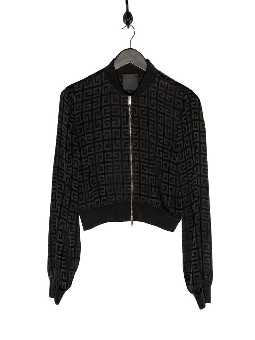Givenchy Black Tonal 4G Jacquard Cropped Bomber Jacket